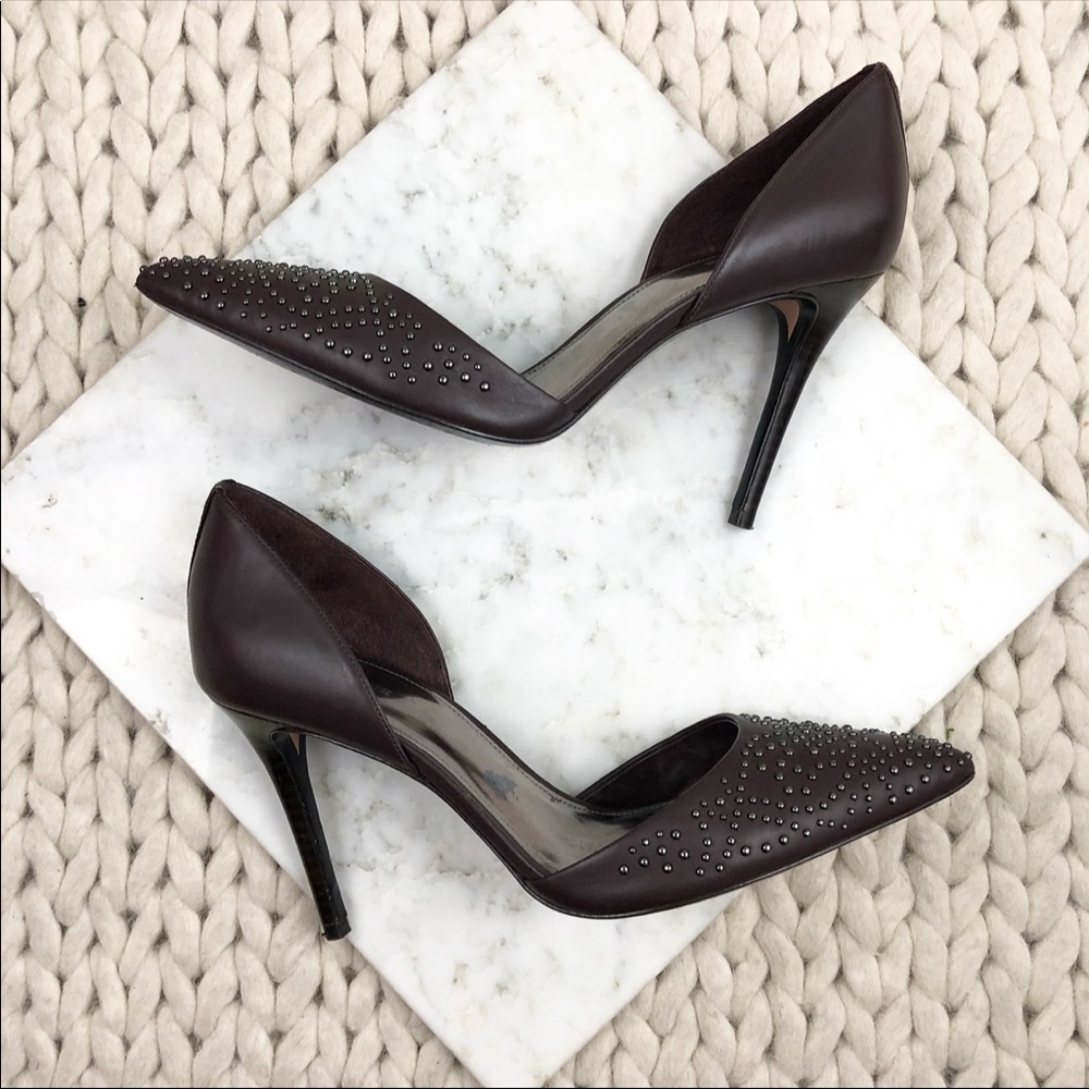 Coach Burgundy Brown Studded D’orsay Heels